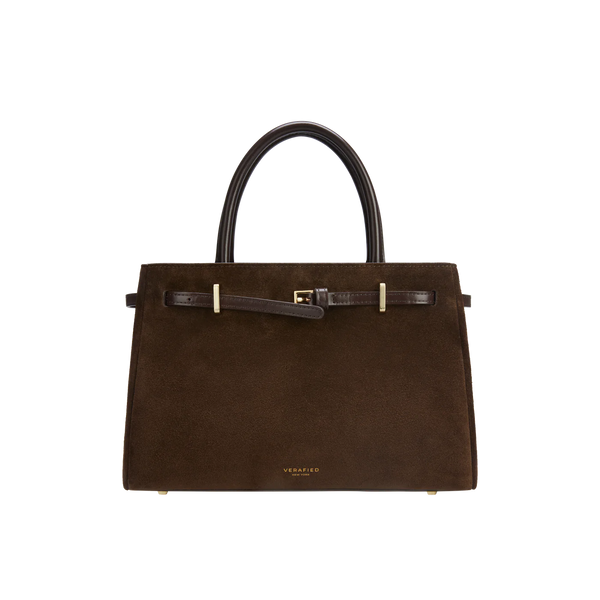 ESPRESSO SUEDE BOOK TOTE BAG 25