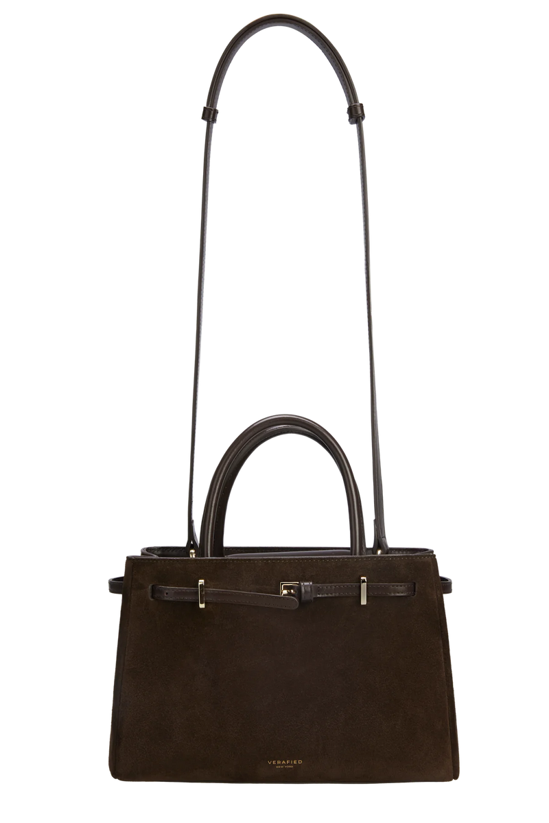 ESPRESSO SUEDE BOOK TOTE BAG 25