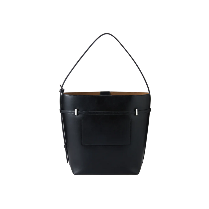 BLACK BELTED TOTE BAG