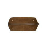 TOFFEE SUEDE BELTED TOTE BAG