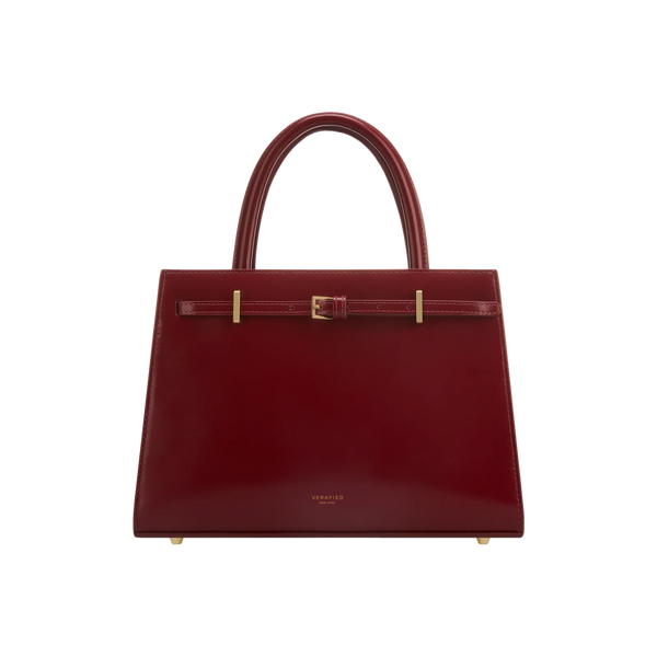 DARK CHERRY BOOK LEATHER TOTE BAG 25