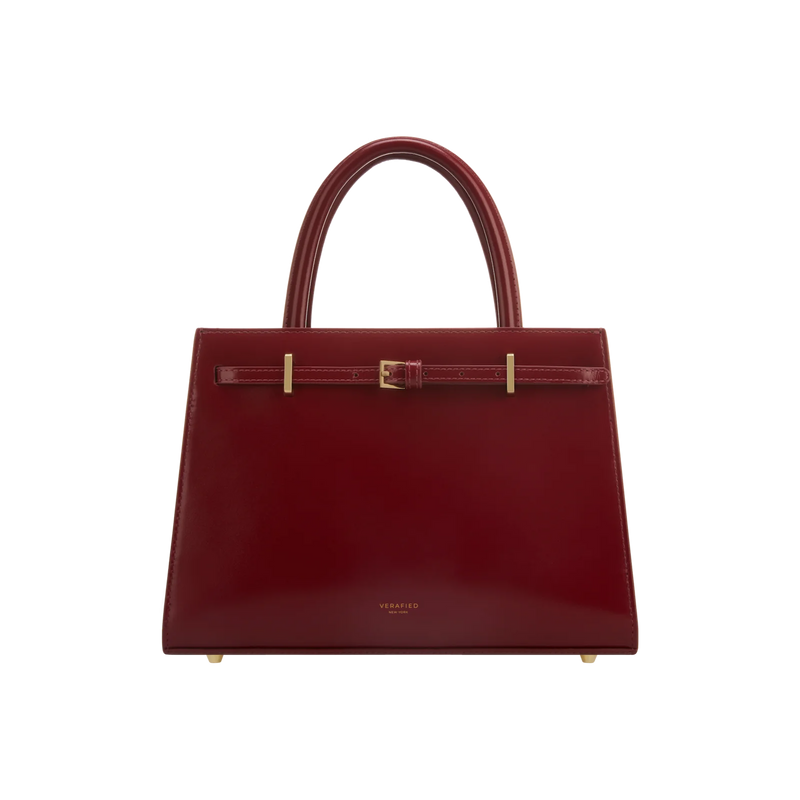 DARK CHERRY BOOK LEATHER TOTE BAG 25