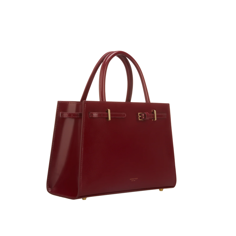 DARK CHERRY BOOK LEATHER TOTE BAG 25
