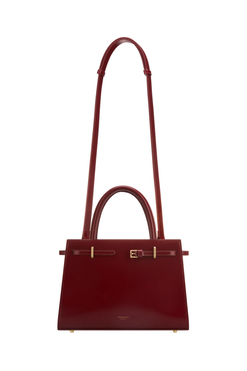 DARK CHERRY BOOK LEATHER TOTE BAG 25