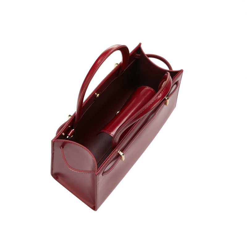 DARK CHERRY BOOK LEATHER TOTE BAG 25