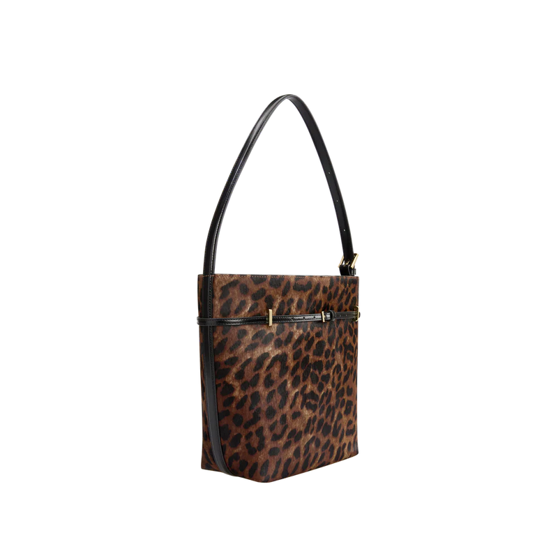 SMALL LEOPARD BELTED TOTE BAG