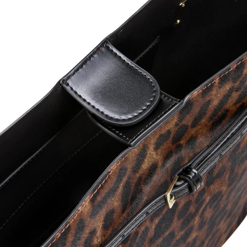 SMALL LEOPARD BELTED TOTE BAG