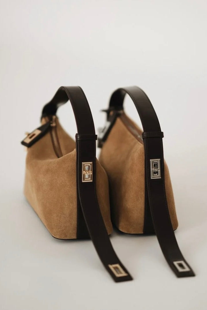 GOLD SUEDE HOBO BAG