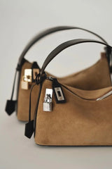 GOLD SUEDE HOBO BAG