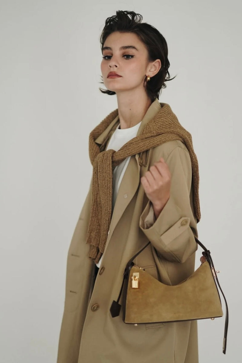 GOLD SUEDE HOBO BAG