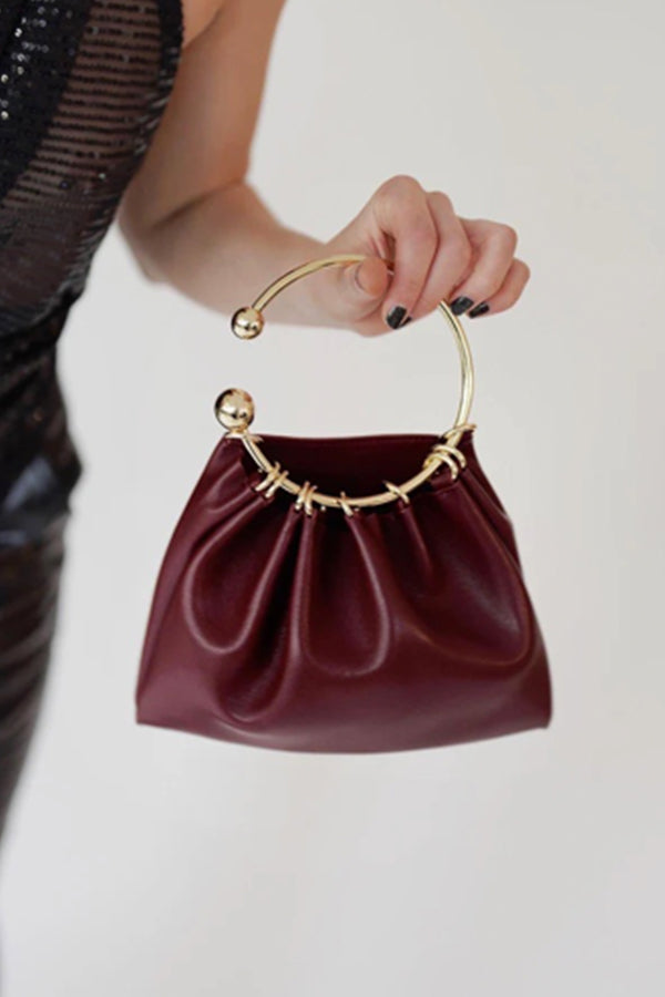 BURGUNDY RING HANDLE BAG