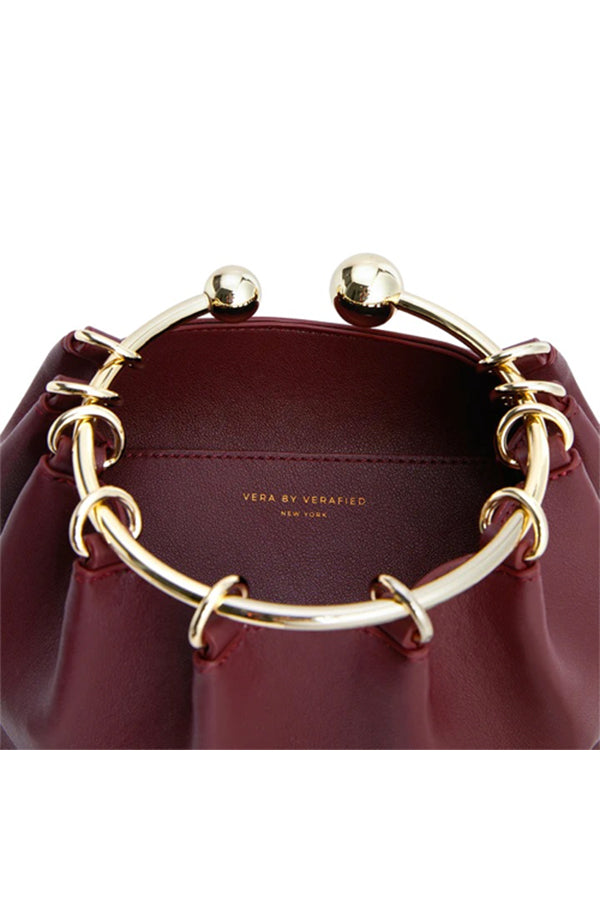 BURGUNDY RING HANDLE BAG