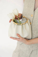 CREAM RING HANDLE BAG