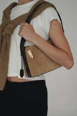 GOLD SUEDE HOBO BAG