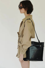 BLACK BELTED TOTE BAG