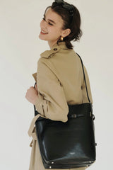 BLACK BELTED TOTE BAG