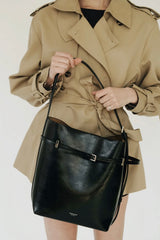 BLACK BELTED TOTE BAG