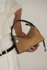 SILVER SUEDE HOBO BAG