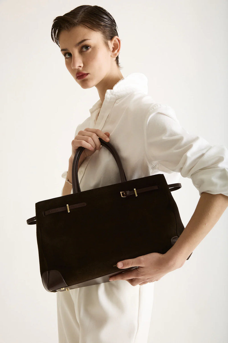 ESPRESSO SUEDE BOOK TOTE BAG 33