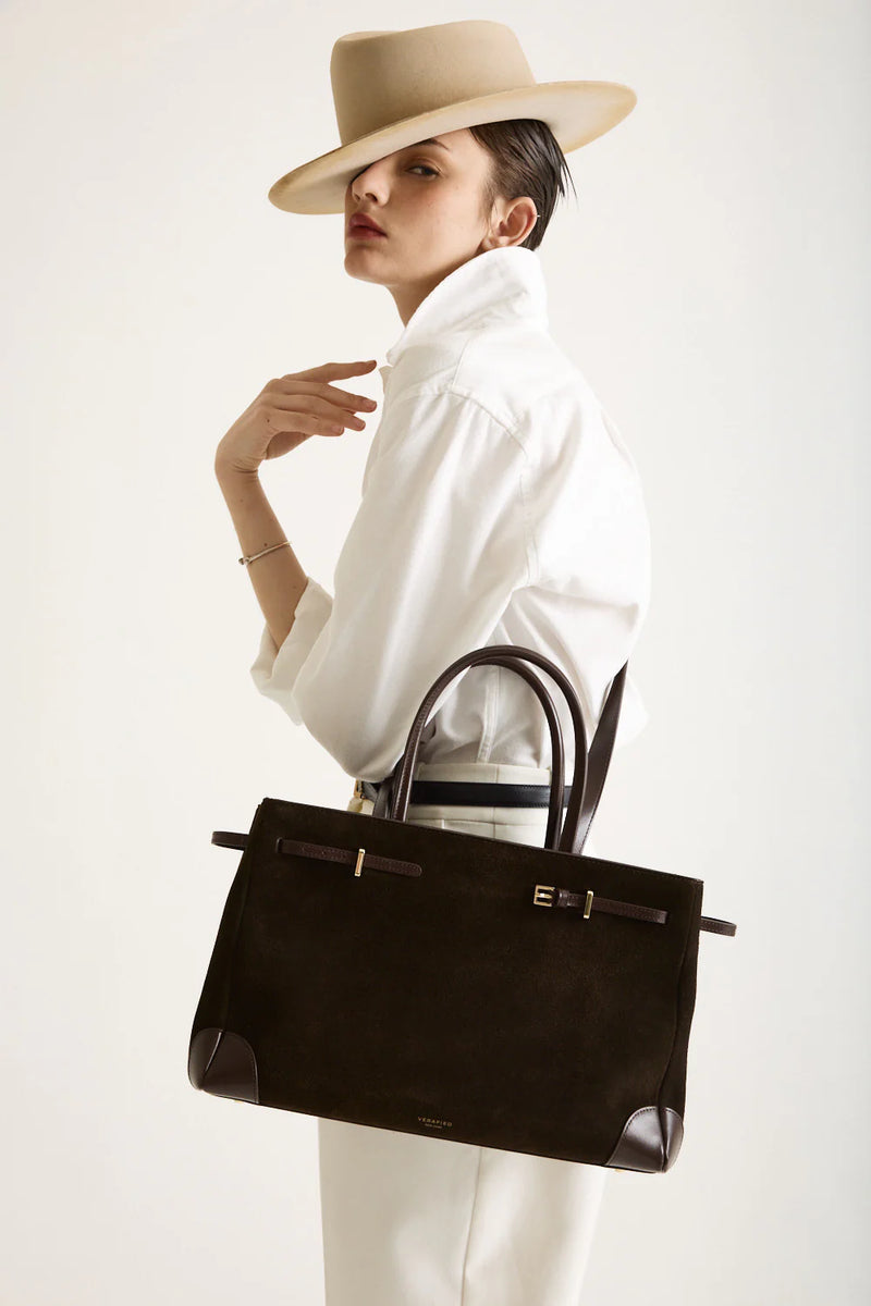 ESPRESSO SUEDE BOOK TOTE BAG 33
