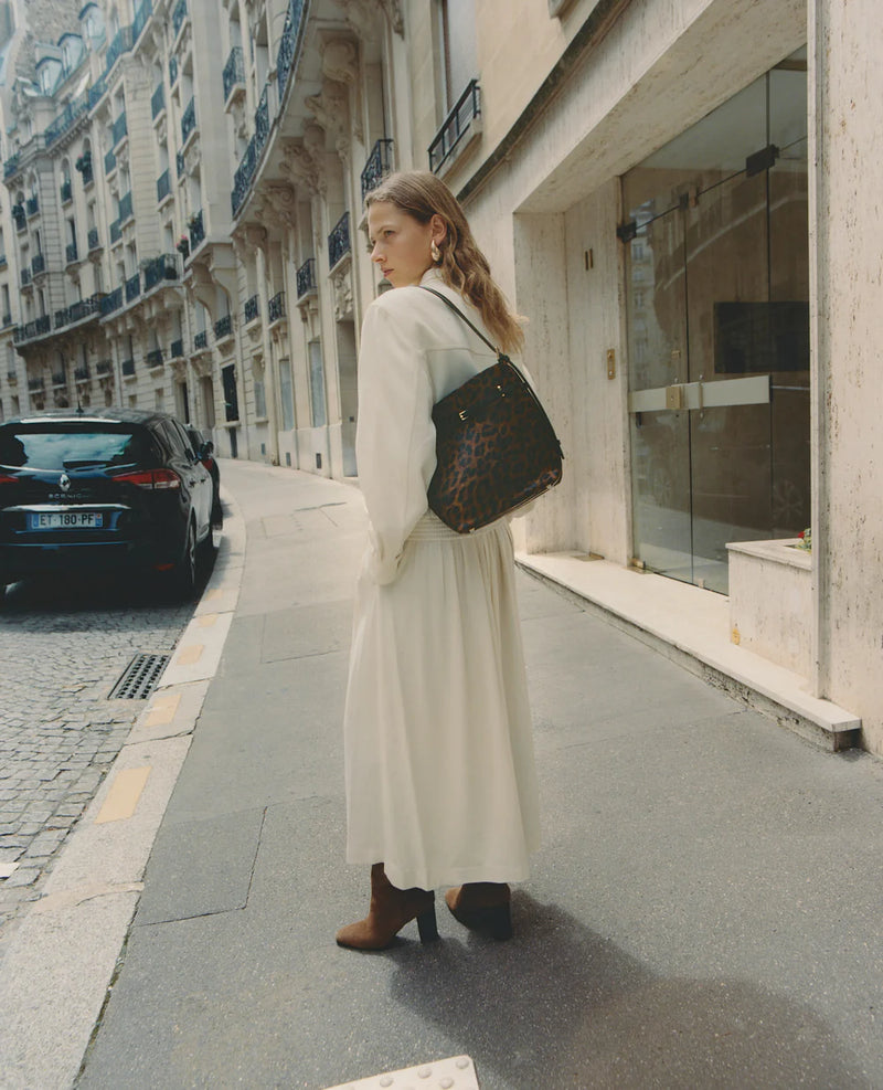 SMALL LEOPARD BELTED TOTE BAG