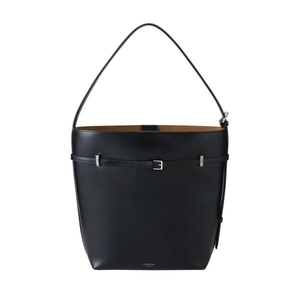 BLACK BELTED TOTE BAG