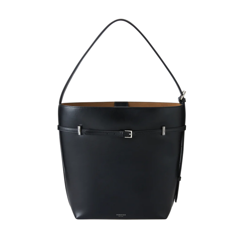 BLACK BELTED TOTE BAG