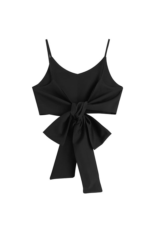 BLACK STRAPPY BOW VEST