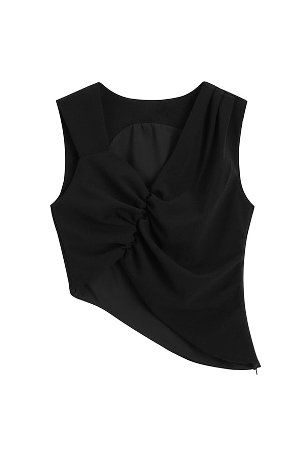 IRREGULAR RUFFLED SLEEVELESS TOP