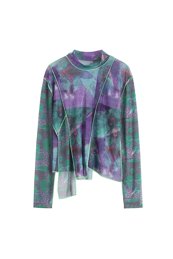 IRREGULAR PATCHWORK TOP IN A CLASHING PRINT