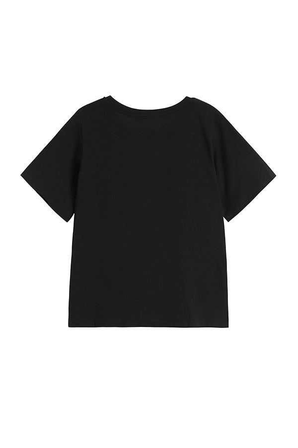 CONTRAST BOW SHORT SLEEVE T-SHIRT