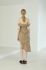 KHAKI HALTER DRESS