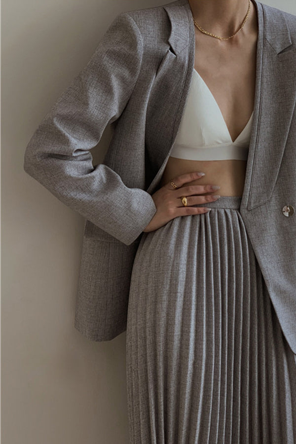 Grey pleated shop skirt suit