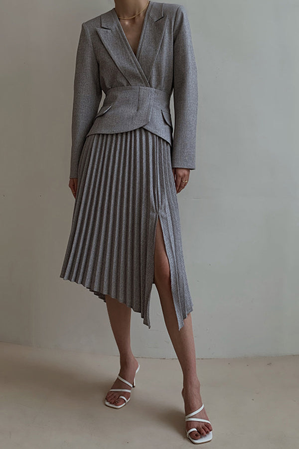 WOMEN'S SUIT THREE PIECE SET # WOMEN'S SUIT + PLEATED SKIRT + BELT