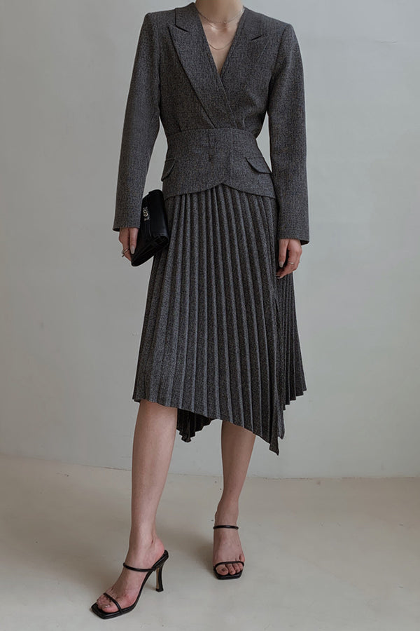 Grey pleated skirt clearance suit