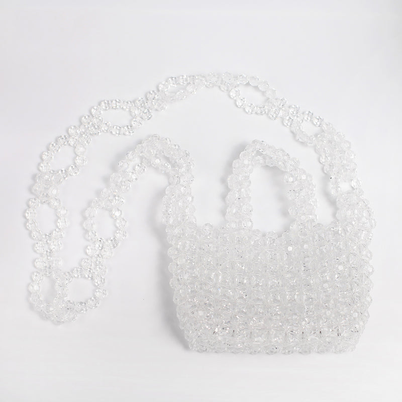 White Pearl Acrylic Crossbody Beaded Bag Transparent Satchel Handbag |  Baginning