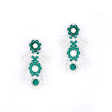 GREEN-WHITE CRYSTAL EARRINGS