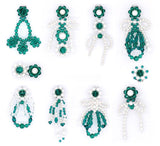 GREEN-WHITE CRYSTAL EARRINGS