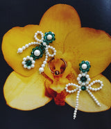 GREEN-WHITE CRYSTAL EARRINGS