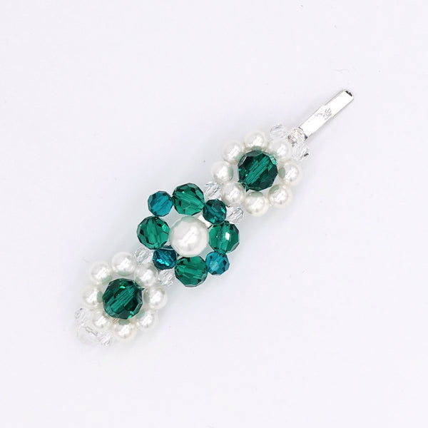 PEACOCK BLUE CRYSTAL BARRETTE