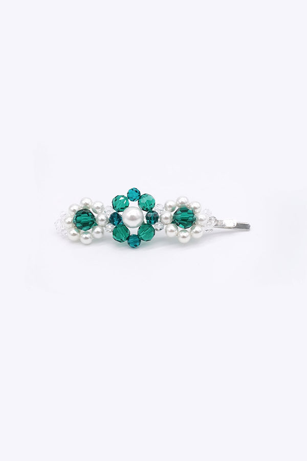 PEACOCK BLUE CRYSTAL BARRETTE