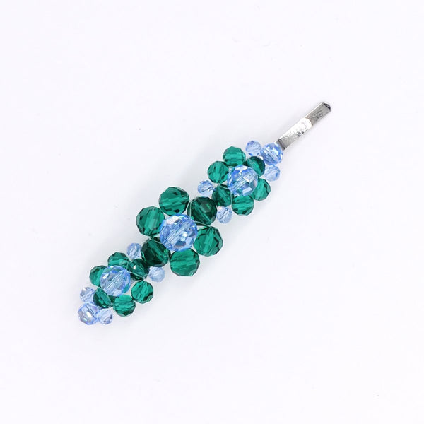 PEACOCK BLUE CRYSTAL BARRETTE