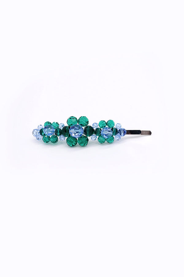 PEACOCK BLUE CRYSTAL BARRETTE