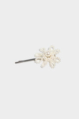 WHITE FLORAL BARRETTE