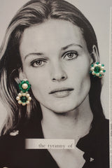 RED/GREEN FLORAL CRYSTAL EARRINGS