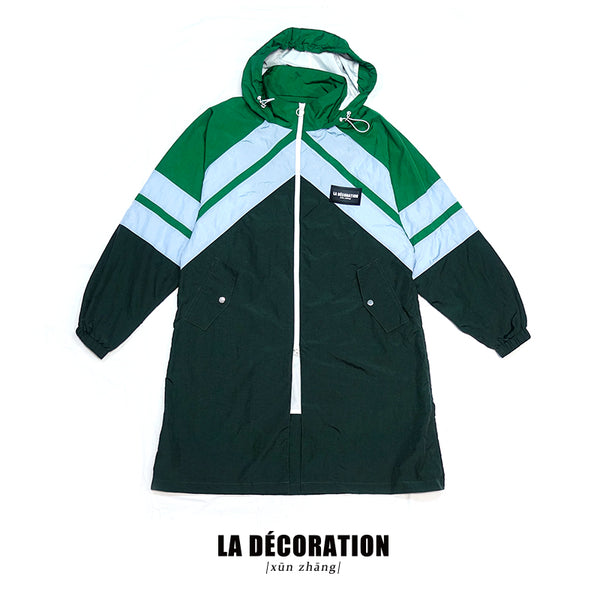 BLUE AND GREEN TRENCH COAT