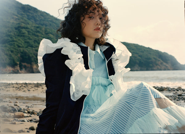 RUFFLED HOODED JACKET