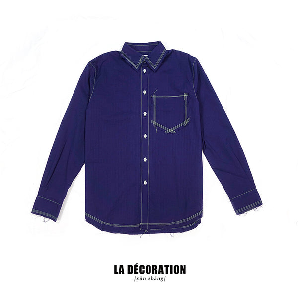 BLUE SHIRT WITH LIGHT LINES