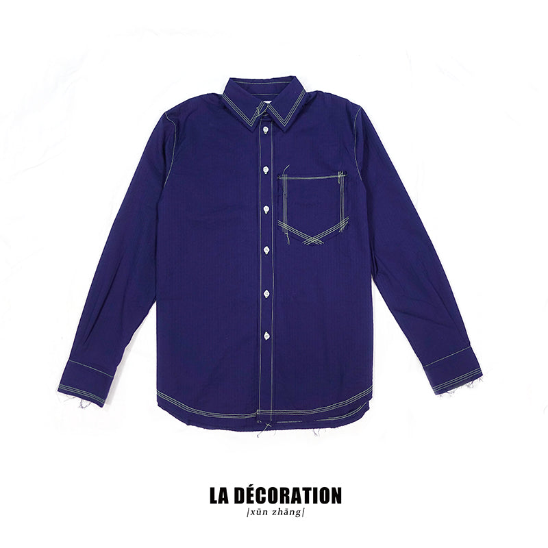 BLUE SHIRT WITH LIGHT LINES