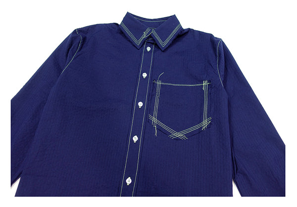 BLUE SHIRT WITH LIGHT LINES